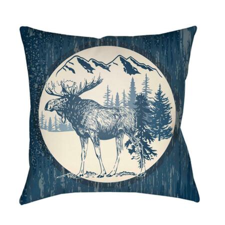 ARTISTIC WEAVERS Lodge Cabin Moose Poly Filled Pillow - Navy & Beige - 18 x 18 in. LGCB2025-1818